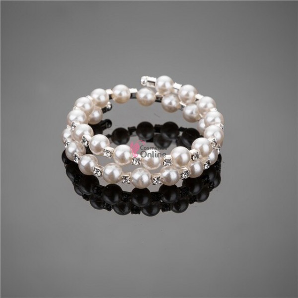 Bratara eleganta de mana BRM004AA Argintie cu cristale si perle
